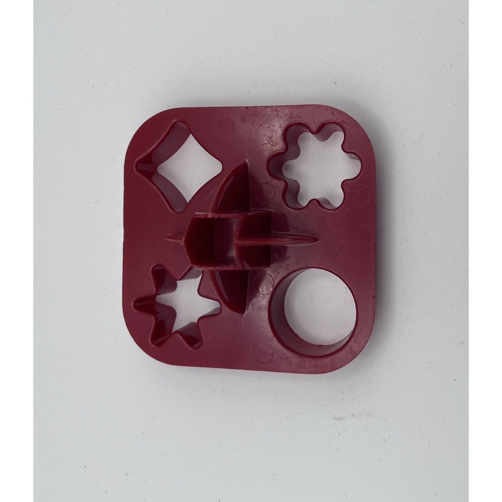 Vintage Tupperware 4-in-1 Cookie Cutter - Maroon Red Multi-Shape Press - Picture 3 of 4
